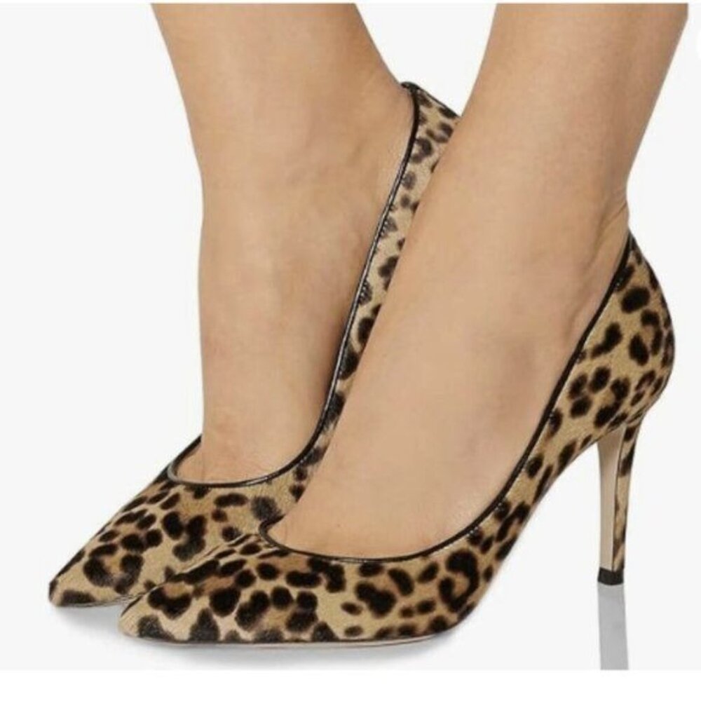 FSJ Women Sexy Leopard Printed Dress Shoes Pointy Toe High Heels Stilettos Pumps
